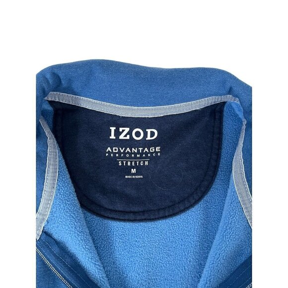 Izod Men's Sz M Advantage Performance Stretch 1/4 Zip Blue Pullover Jacket - Picture 4 of 7
